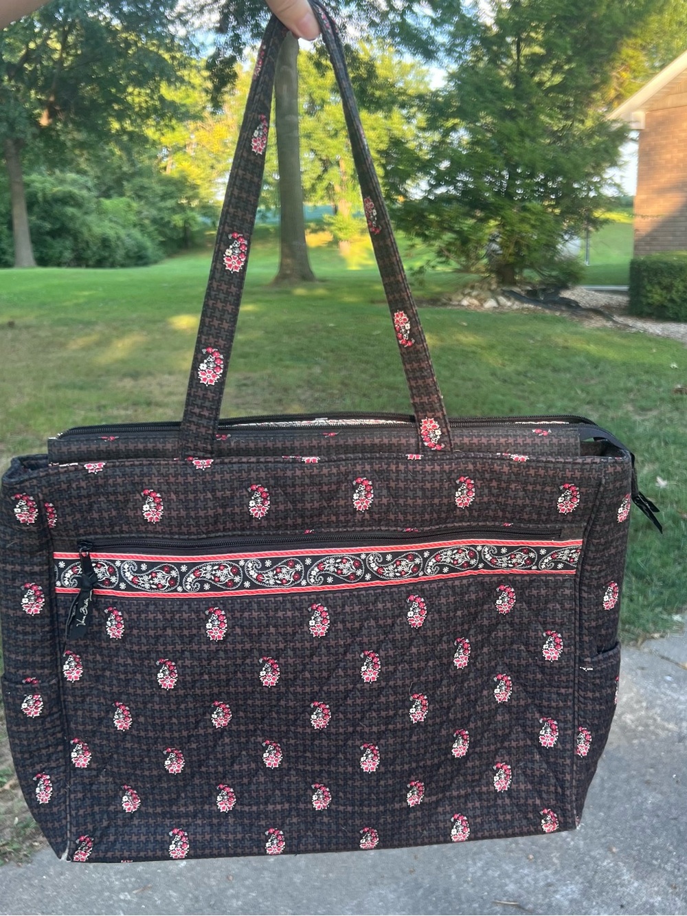 Vera Bradley Retired Quilted Paisley Tote in Brown and Pink